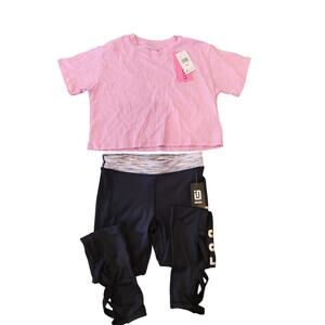 NWT Ideology And With Jules Girls Activewear Set Black/Pink M